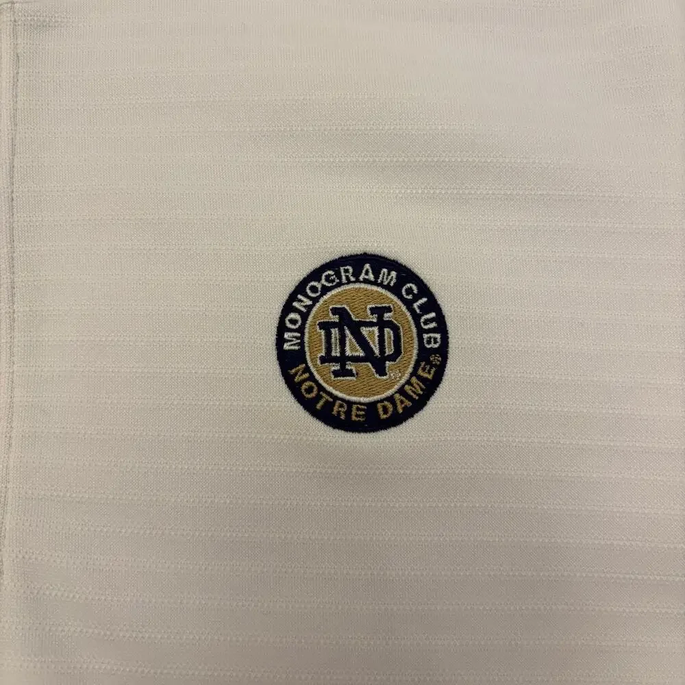 Adidas Notre Dame Monogram Club Mens M White Climalite 1/4 Zip Pullover